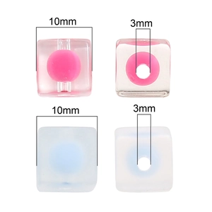 Square acrylic beads in macaron colors for DIY jewelry with 10mm size and 3mm hole