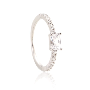 925 Sterling Silver Ring Rectangular Zircon Emerald Cut Inlaid Diamond High Quality Wedding Anniversary Jewelry For Women