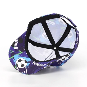 Detail view of the purple football cap interior featuring inner lining and sweatband