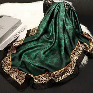 Square Scarf Satin Imitation Satin Floral Paisley Leopard Print Glossy Sun Protection Elegant Head Scarf Neck Wrap