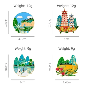 Guilin tourist scenery enamel metal magnets set featuring Elephant Trunk Hill and Pagodas