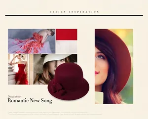 Detail of burgundy wool fedora featuring a stylish three-layer bow and vintage round top