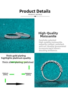 Detailed view of S925 sterling silver moissanite ring set with multi-layer plating