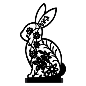Detail of laser-cut bunny silhouette with floral patterns for Easter table decor
