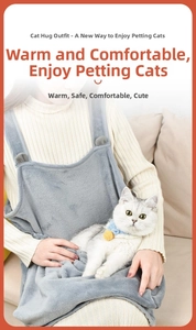 Plush cat carrier apron with large pocket and thick fleece for cozy pet bonding