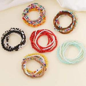 Bohemian Multi-layer Seed Bead Bracelet Resin Glass Beads Heart Shape Adjustable Jewelry For Women Girls