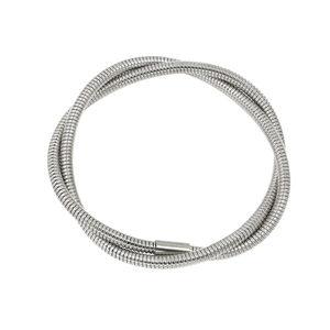Macro detail of silver stainless steel snake chain with flexible scale structure