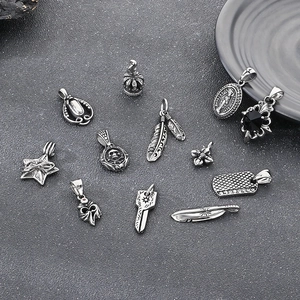 Vintage Punk Stainless Steel Pendant Cross Feather Skull Star Crown Zircon Gothic Jewelry For Men Women