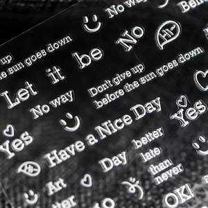 3D Embossed Nail Art Stickers English Motivational Phrases Self Adhesive Manicure Decals Metallic Texture For DIY Art