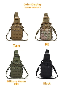 Tactical chest bags in Tan, Camo, OD Green and Black with laser-cut Molle webbing system