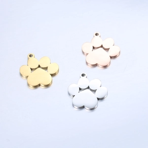 Polished animal paw pendants in gold, rose gold and silver stainless steel finishes