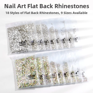 Flache Strasssteine SS20 für Nailart in Klarglas und AB-Kristall 1440 Stück