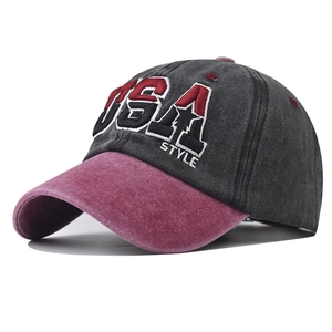 Baseball Cap USA Style Distressed Washed Cotton Canvas Embroidered Retro Sun Protection Outdoor Sports Unisex Adjustable Hat