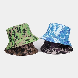 Camouflage Bucket Hat Reversible Sun Protection Outdoor Fisherman Cap Polyester Digital Print Streetwear Casual Sunhat