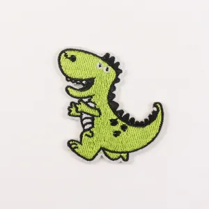 Cute cartoon green dinosaur embroidered patch iron-on patch for bags and clothing 6x5.2cm
