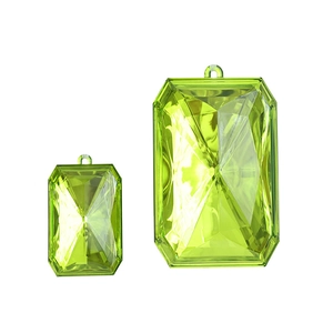 Sparkling lime green emerald-cut acrylic gemstone pendants for Christmas tree decoration