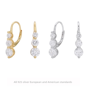Boucles d'Oreilles Anneaux en Argent Sterling 925 avec Boucle Française pour Femmes Mode Incrustée de Zirconia Bijoux Délicats