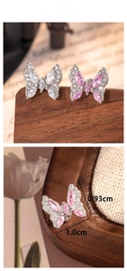 Détails de taille pour boucles d'oreilles papillon en zircone rose et blanche