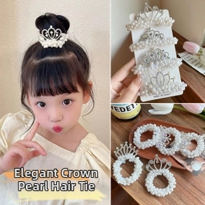 Elastici per Capelli Corona di Perle Bambini Accessori Capelli Carino Principessa