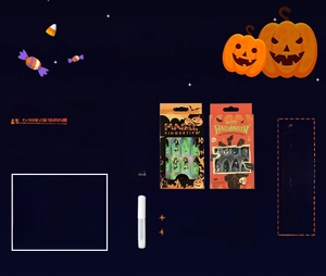 Halloween theme press-on nails kit with 24 pieces including spider web and pumpkin designs