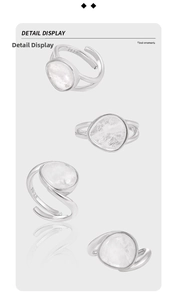 Detailed macro view of S925 sterling silver ring with irregular natural white crystal stone