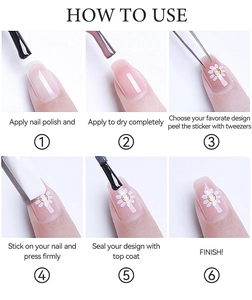 Step-by-step guide showing how to apply 5D embossed gradient star nail stickers with ease