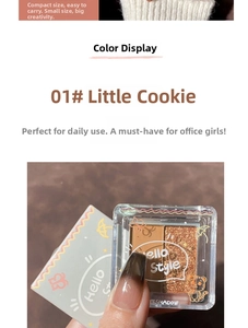 Detail of 01 Cookie dual-color eyeshadow palette with matte orange-brown and golden glitter