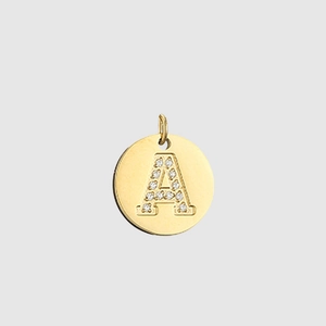 14K gold plated stainless steel letter A pendant with sparkling crystal inlay
