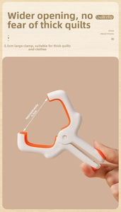 Detail of windproof quilt clip showing 5.5cm wide opening with non-slip soft padding