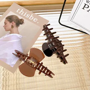 French style acetate hair claw clips in tortoiseshell amber and brown glossy finish