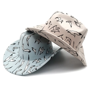 Seagull Bird Print Western Cowboy Hat Wide Brim Polyester Felt Fashion Vintage Style Outdoor Sun Protection For Women Men