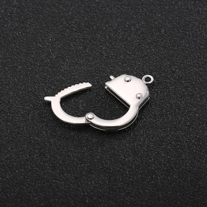 Polished silver stainless steel handcuff clasp connector for jewelry making and necklaces