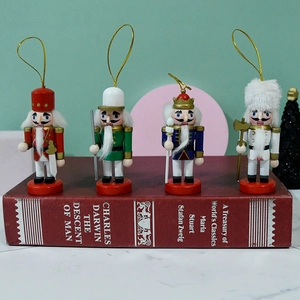 Nutcracker Soldier Hanging Ornaments Hand Painted Wood Figurines With Faux Fur Beard For Christmas Tree Decor Festive Table Display