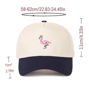 Detail-Größentabelle mit 58-62cm Kopfumfang für die Kappe mit Flamingo-Stickerei