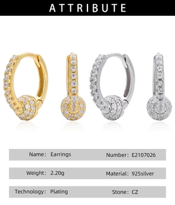 Detailed product specifications of S925 sterling silver earrings with cubic zirconia stones