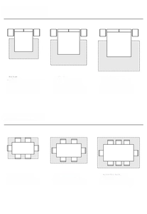 Carpet size guide for bedroom and dining room showing dimensions in meters