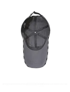 Detail view of quick-dry baseball cap inner lining with cotton material and brand tape
