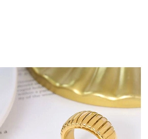 Close-up of a minimalist gold square pendant ring with elegant textured stripe design