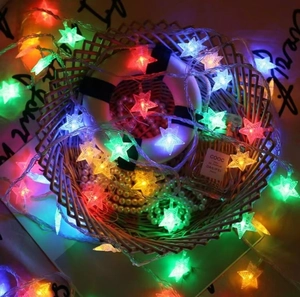 Star LED String Lights Multicolored PVC Plastic Christmas Hanging Decoration Indoor Outdoor Fairy Lights Plug In Starry Decor