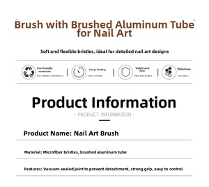 Detail specifications of nail liner brush set with ultra-fine fibers and aluminum tube