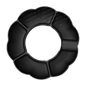 Close-up of 8-compartment black silicone snack tray for Stanley Cup 40oz accessories