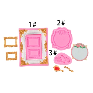 Retro Baroque Relief Photo Frame And Mirror Comb Silicone Mold For DIY Fondant Chocolate Resin Art