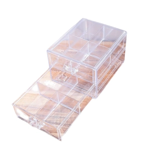 Transparent acrylic double-layer drawer organizer for rings and jewelry on wood