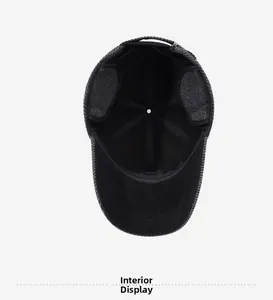 Detailed interior view of winter baseball cap showing thick fleece lining and ear flaps
