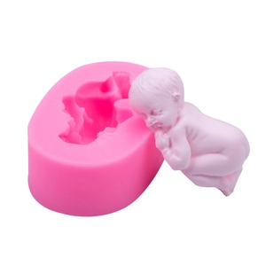 Moule en silicone rose avec forme de bébé 3D pour gâteaux fondants et travaux de chocolat