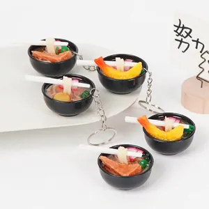 Portachiavi Cibo Ramen Miniatura PVC Resina Ciotola Di Tagliatelle Simulata Pendente Bacchette Arredo Borsa Regalo
