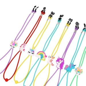 Colorful unicorn cartoon glasses straps for kids with adjustable non-slip rubber loops