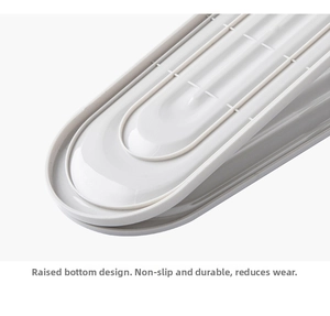 Detail of reinforced non-slip base on adjustable shoe rack for wear resistance