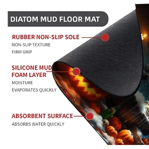 Detail showing the layered structure of Halloween diatom mud mat with non-slip rubber base