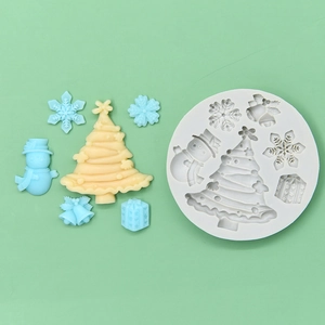 Christmas tree snowman snowflake silicone mold for DIY cake baking and soap making